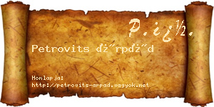 Petrovits Árpád névjegykártya