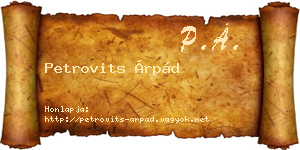 Petrovits Árpád névjegykártya