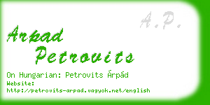 arpad petrovits business card