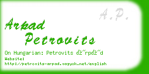 arpad petrovits business card